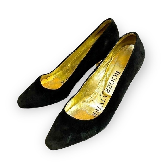 Vintage rare Roger Vivier black suede pumps with signature comma heel - Picture 3 of 8
